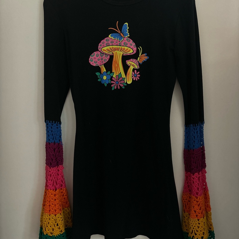 Current Mood butterflies and mushrooms Messing with Magic Bell Sleeve Dress